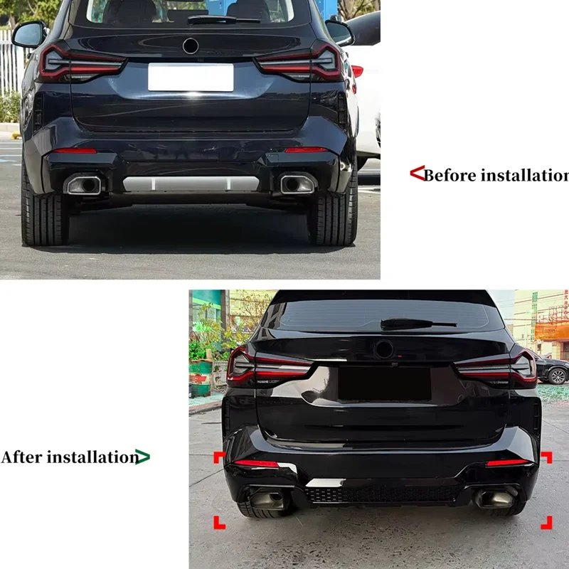 For BMW X3 G01 LCI M Sport 2022-2024 Car Rear Bumper Diffuser Spoiler Splitter Black Carbon Body Kit Exterior Tuning Accessories