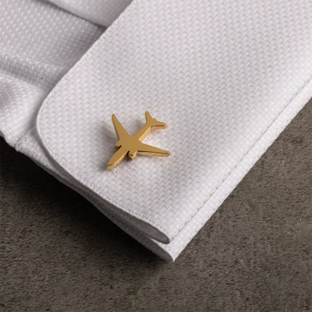 Small Aircraft Cufflinks Made of Stainless Steel, Exclusive Gift for Captain Aircraft Enthusiasts, Wedding Gift Father Gift