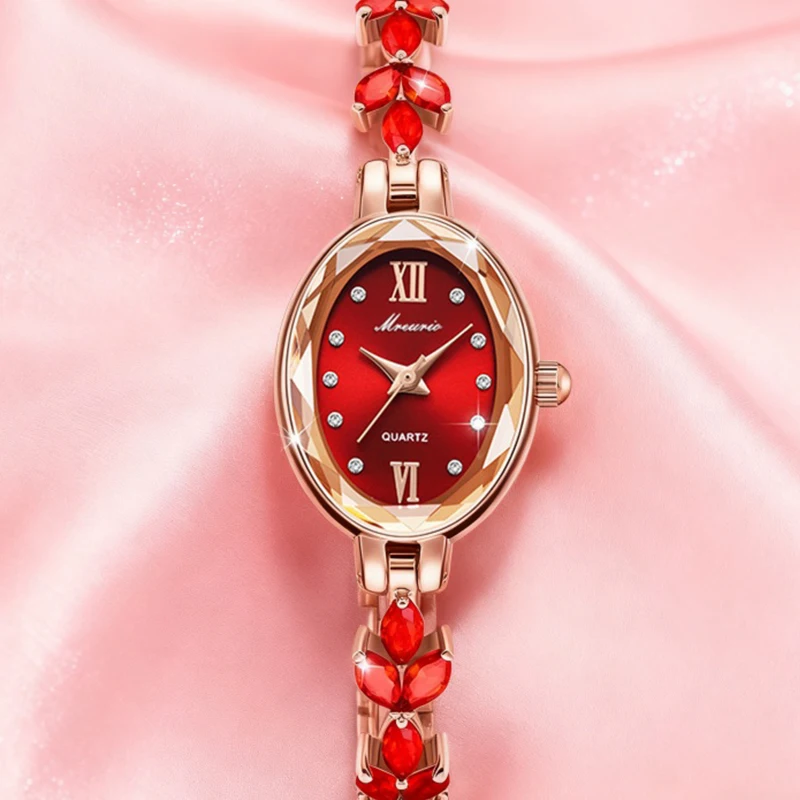 

A women's rose red elegant and refined high-end minimalist quartz watch