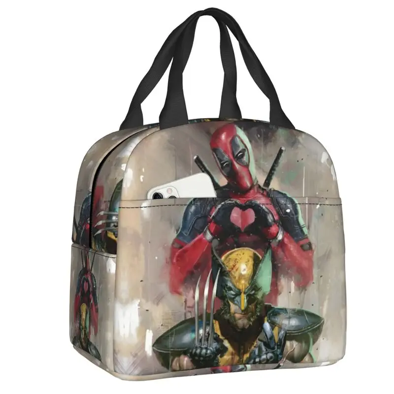 

Custom Wolverine Cool Superhero Insulated Lunch Bags for Camping Travel Classical Film Portable Thermal Cooler Bento Box Women