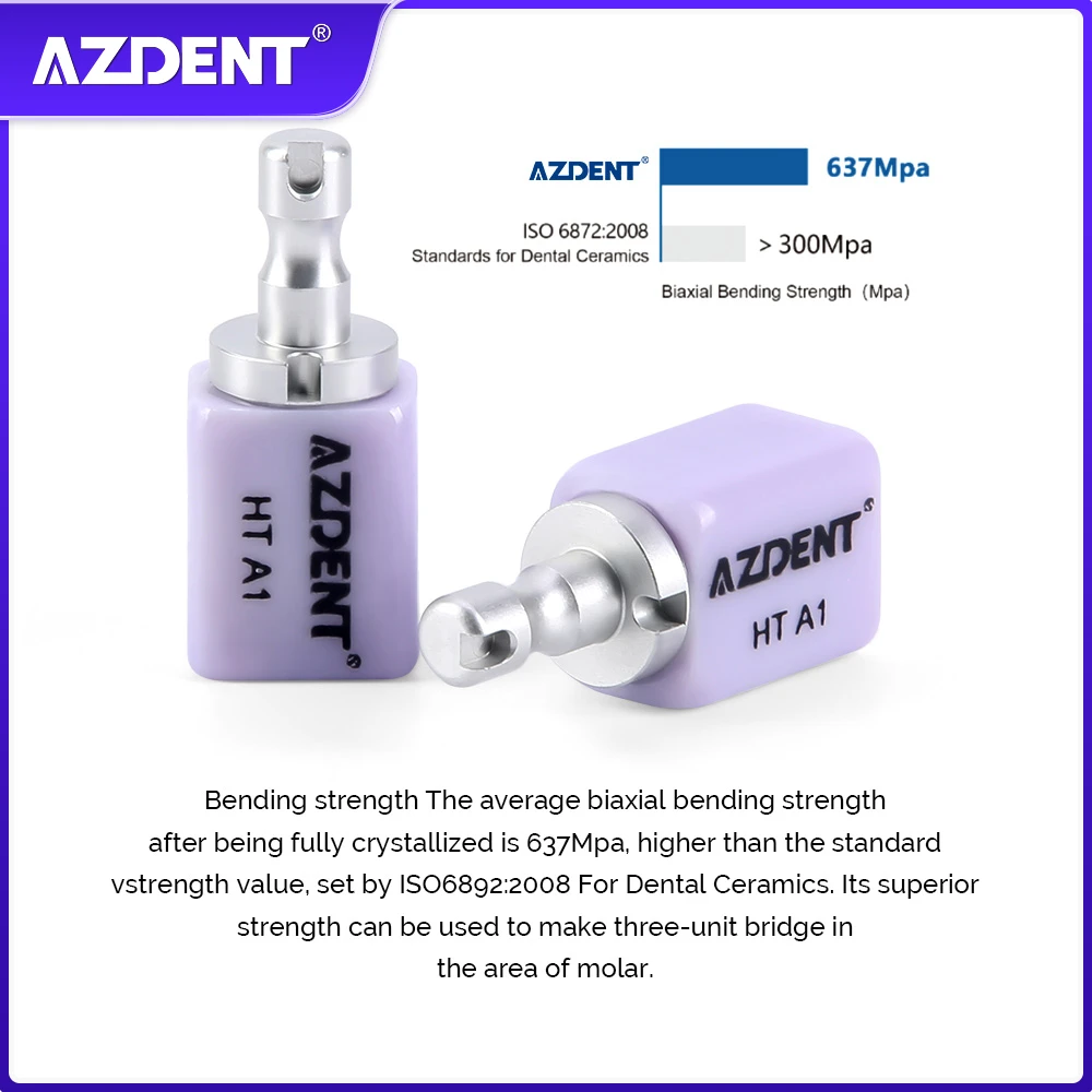 

5pcs/Box AZDENT Dental Lithium Disilicate C14 Glass Ceramic Blocks HT/LT for CAD CAM Ceramics Milling System Crown Dentistry Lab