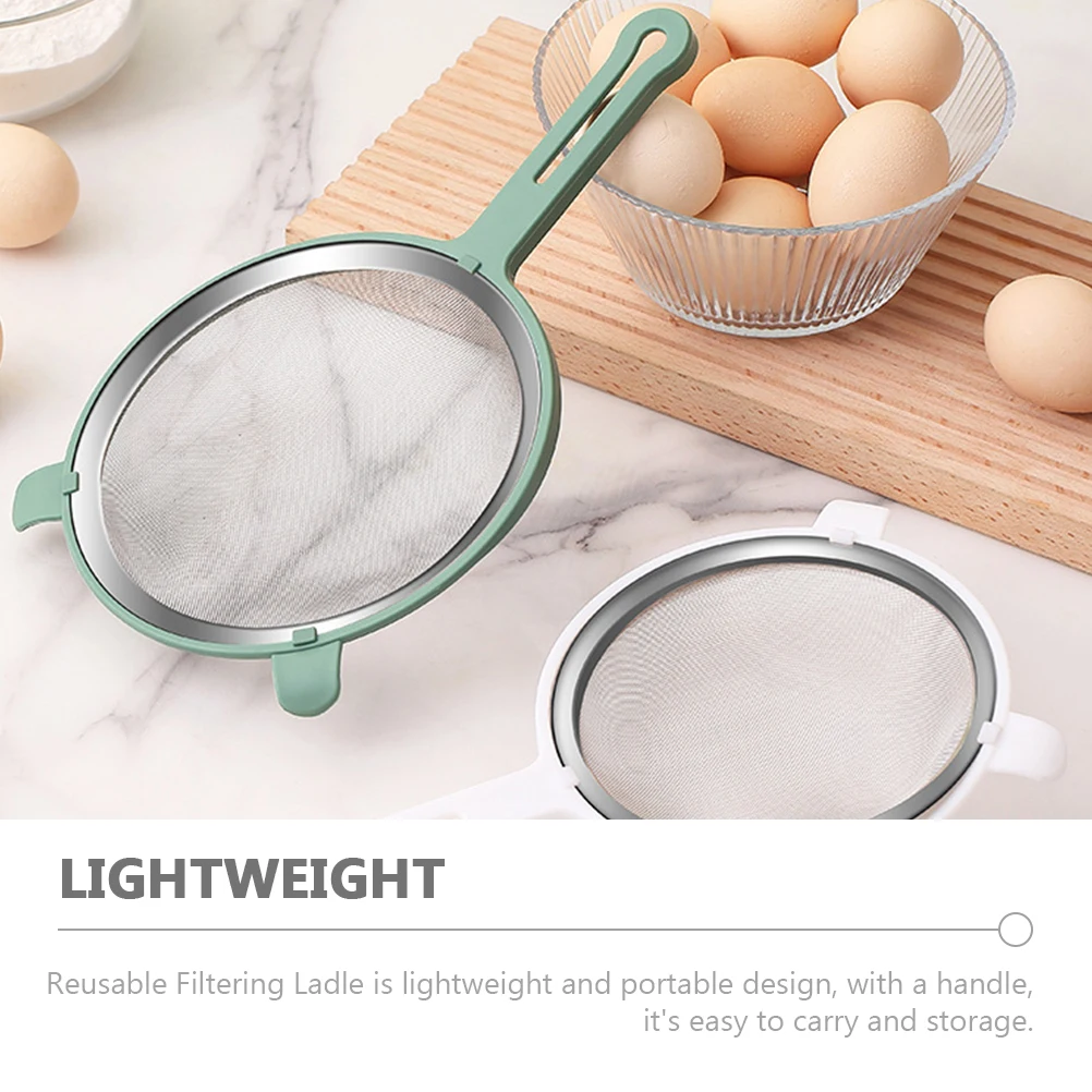 

1pc Stainless Steel Colander 304 Lightweight Kitchen Strainer Reusable Filtering Ladle Soymilk Sieve Noodle Mesh Spoon