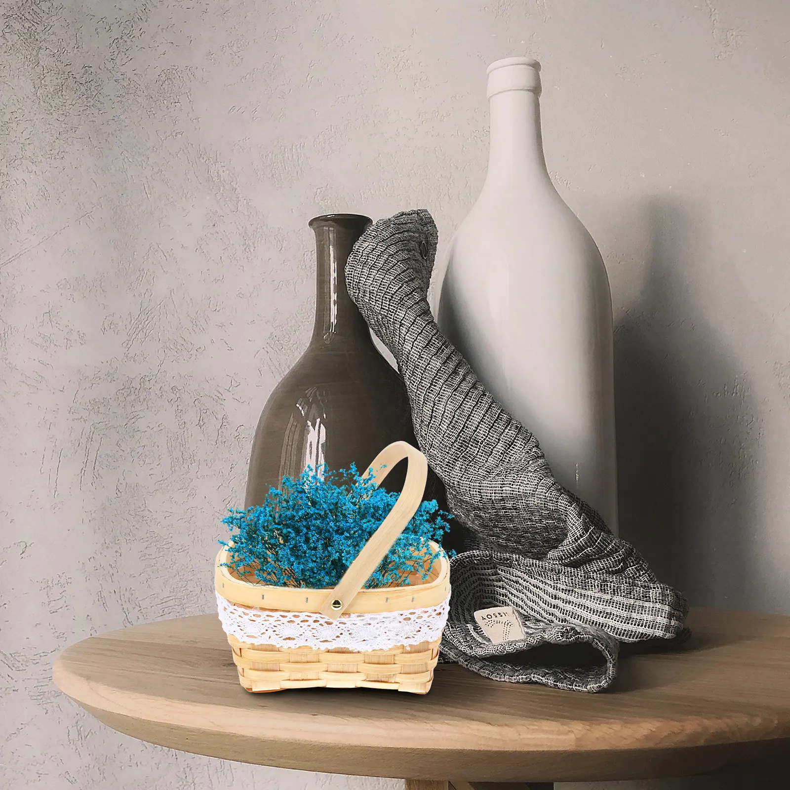 

Hand-Woven Wooden Flower Basket Exquisite Home Decor Storage Container Multifunctional Plant Sundries Organizer