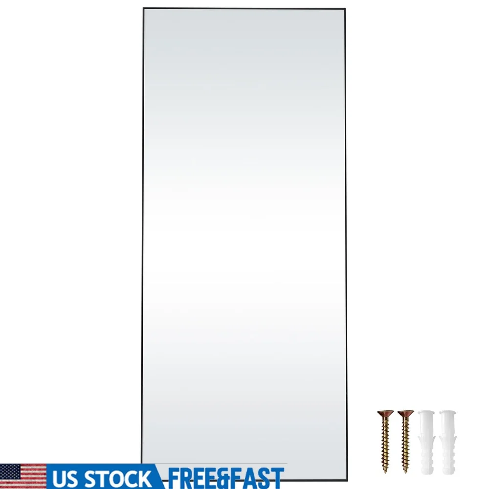 

Full Length Floor Mirror 71x31in Explosion-Proof Tempered Glass High-Definition Reflection Sturdy Aluminum Frame Versatile