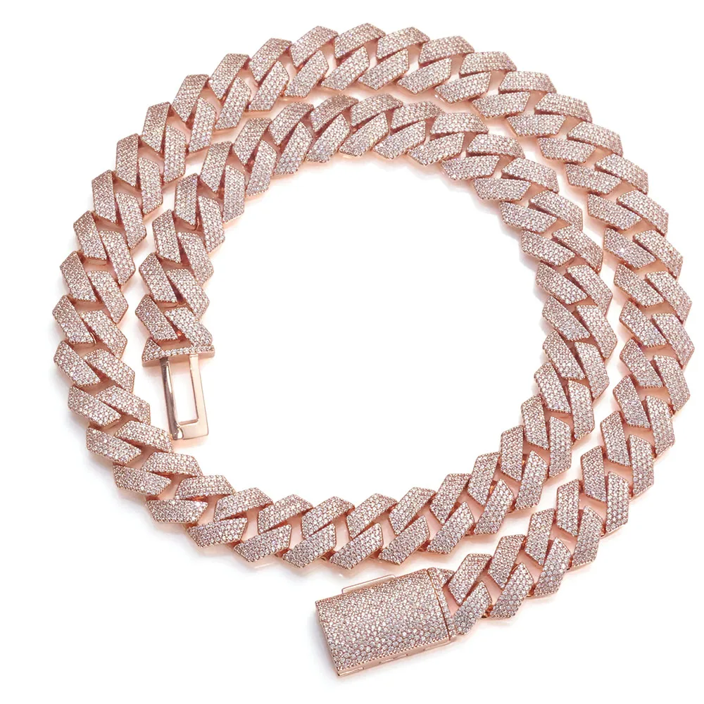 Men Full Iced Cuban Link Necklace Copper Cubic Zirconia Bling CZ Miami Chain Hip Hop Rapper Streetwear Jewelry Gift For Him