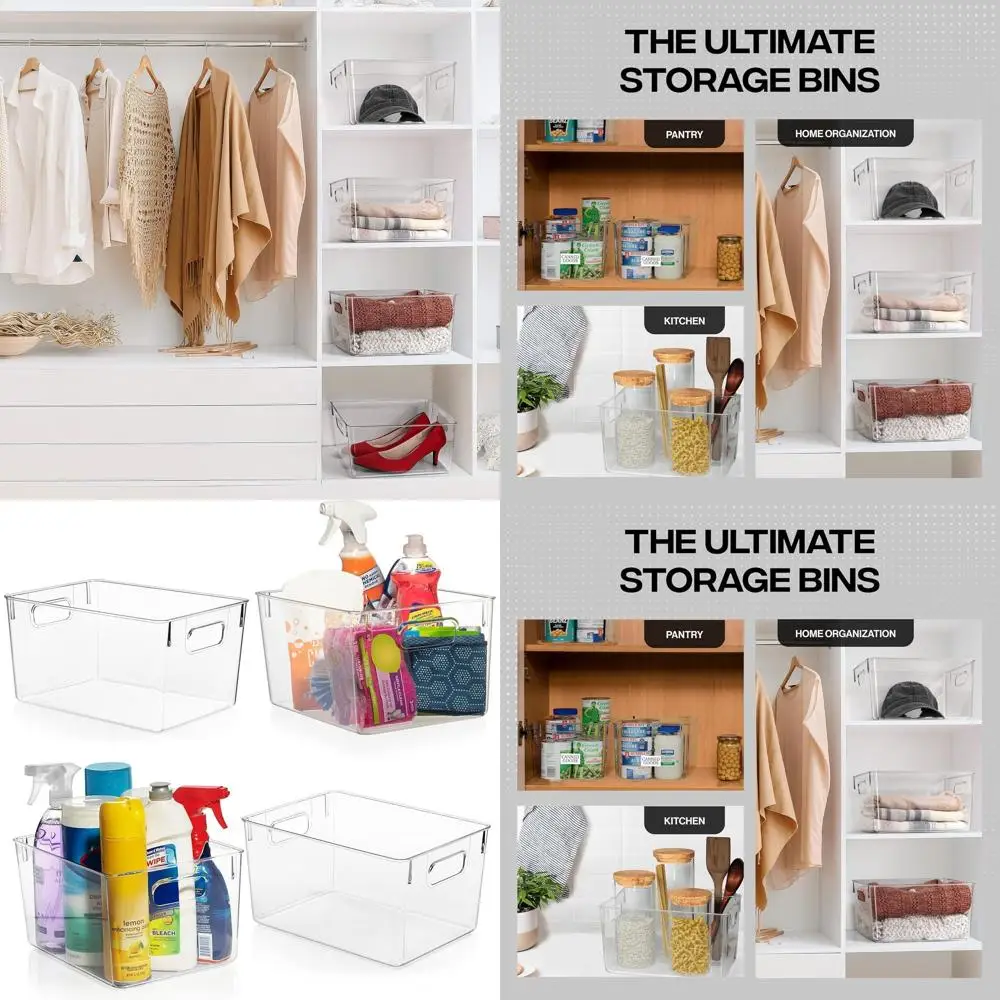 

Pantry & Storage Solutions: Clear Plastic Bins for Kitchen, Laundry, Office, Closet, Garage & Freezer Organization
