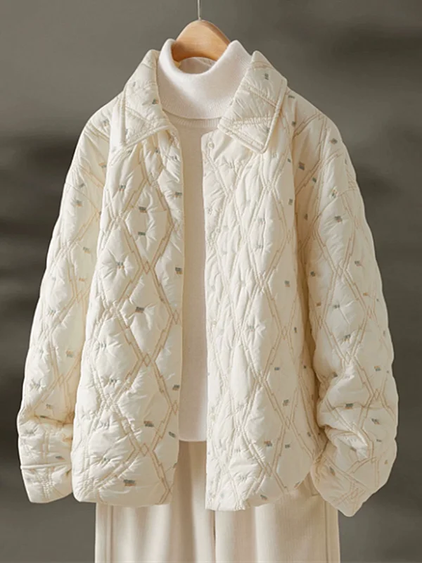 

Женская хлопковая куртка Thiened, зимняя верхняя одежда, лыженная возрастная цветочная вышивка Fem Sle, свободная посадка, длинный све