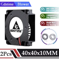 Gdstime 2 uds 40mm 24V ventilador de impresora 3D 40x10MM doble bola Turbo soplador 12000RPM enfriador de alta velocidad 4010 accesorios de impresora radiador