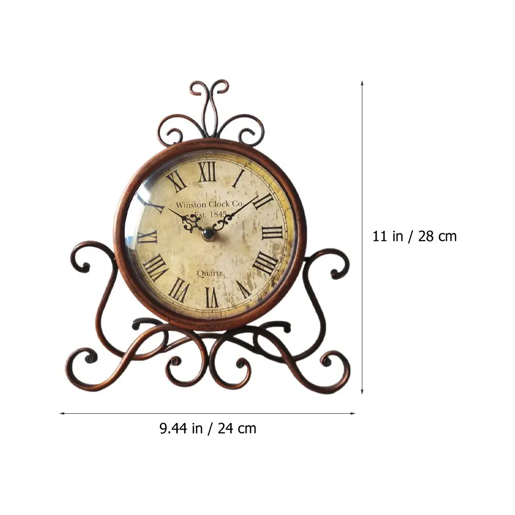 Vintage Desk Clock Classical Table Mute Clock Creative Decorative Clock Retro Clock Ornament For Bedroom Office Shop Adornment