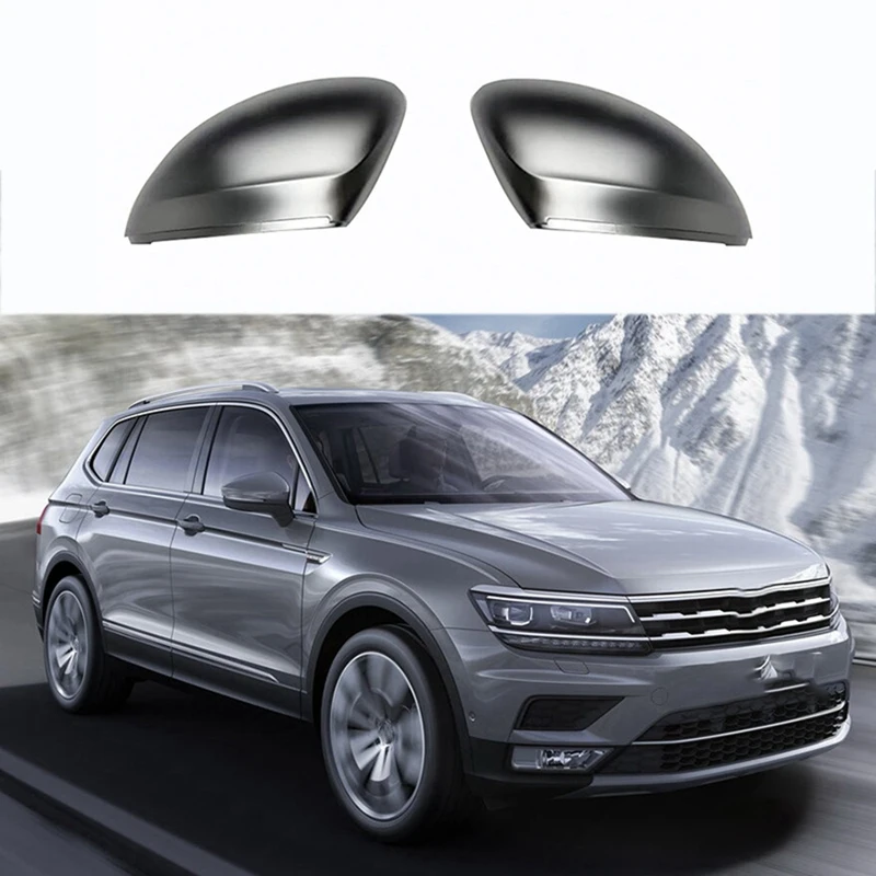 1Pair Car Silver Rear View Mirror Cover For 2017-2020 VW Tiguan Allspace MK2 Rearview Mirror Housing Modified Pieces Accessories