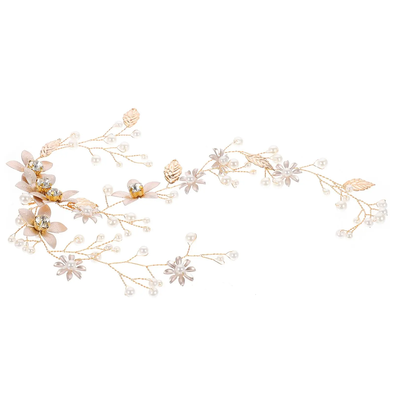 

Golden Hairband Bridal Vine Wedding Headpiece Elegant Pearl Flower Lightweight Comfortable Accessories HairDecorationsForWedding