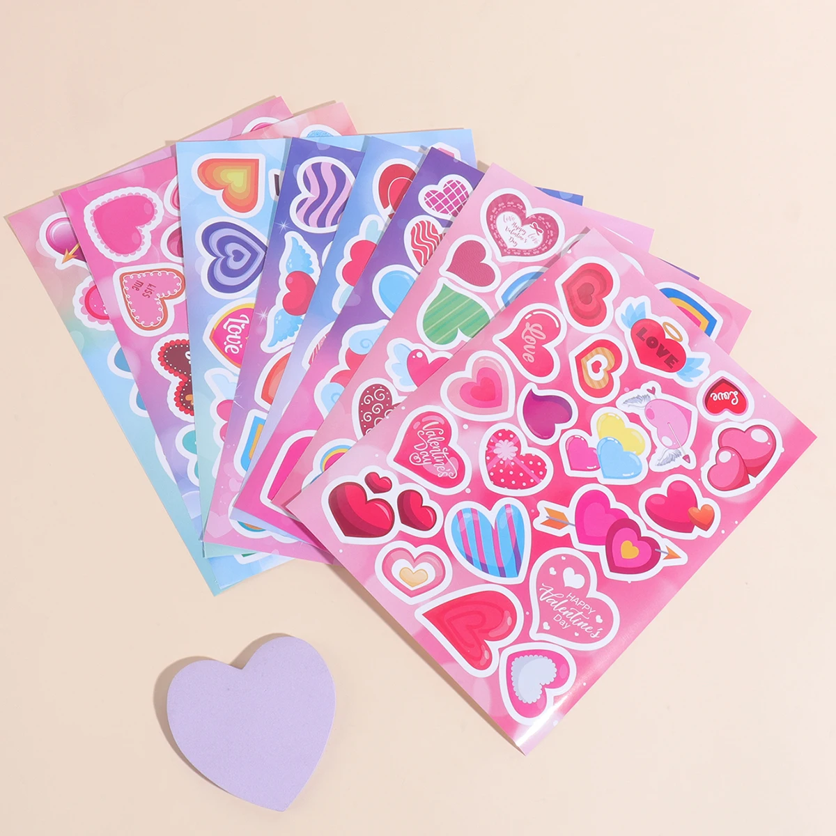 

16 Sheets Valentine's Day heart-shaped stickers,cartoon DIY stickers,for decorating notebooks,water bottles,phone cases,luggage