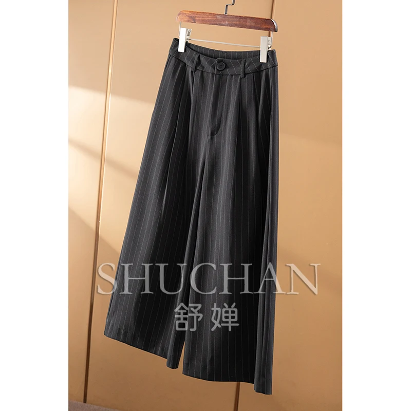 جديد شريط عالية الخصر ثنى فضفاض واسعة الساق اقتصاص السراويل النساء 02F4 الشارع الشهير النساء Pantalones Mujer Verano 2025