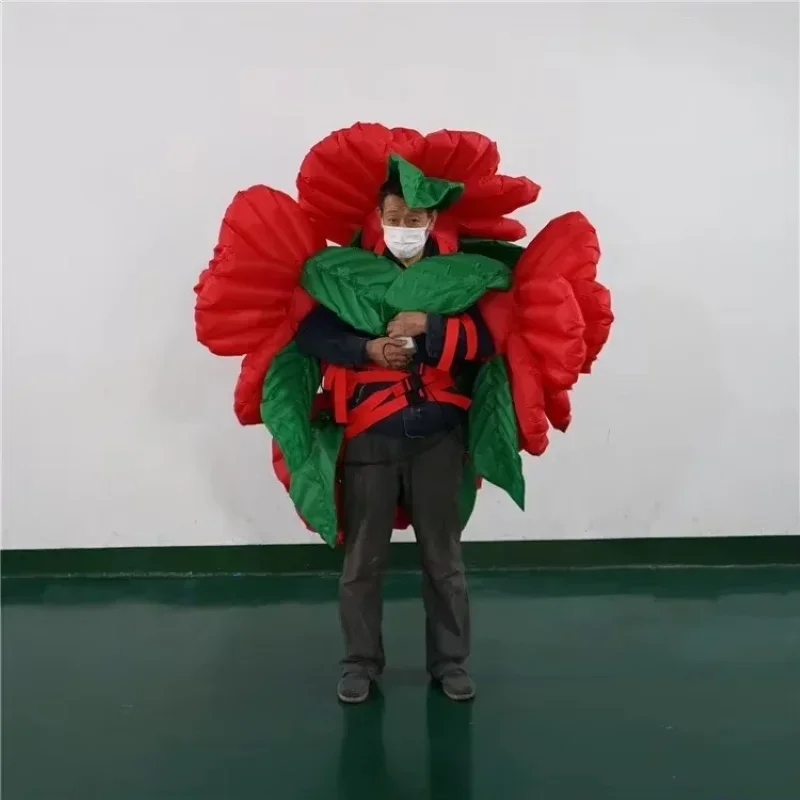 Hot sales art street parade circus party props Stilts Performance Inflatable rose Flower Costume