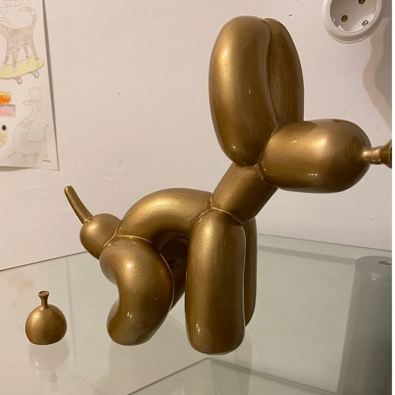 Creativo cacca palloncino cane statua decorazione della casa moderno nordico carino animale resina arte scultura artigianato Desktop decori ornamenti