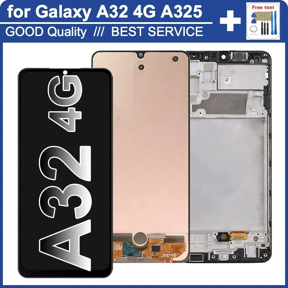 New AMOLED for Samsung Galaxy A32 4G A325 LCD Display Touch Screen for Samsung A32 A325F SM-A325M SM-A325F/DS Screen Display