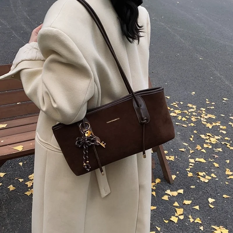 

Women's Casual Suede Shoulder Bag with Long Strap Ideal for Daily Use, School Commute, Weekend Outings & Shopping Women Handbags