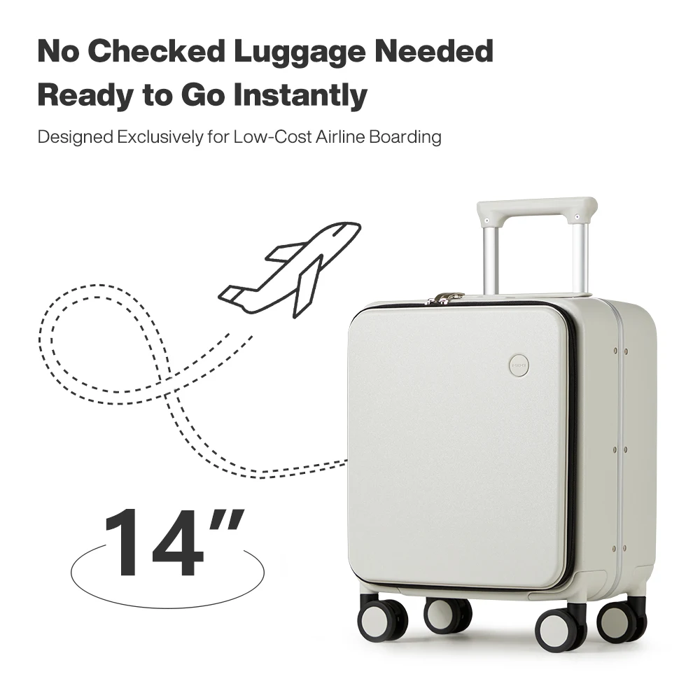 Mixi 14 Inch Underseat PC Hard Shell Suitcase Top Opening Aluminum Frame Travel Suitcases with Wheels Carry On Luggage