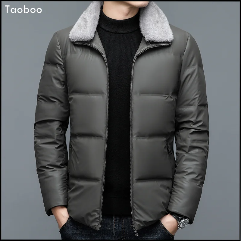 2022 Winter Casual Fashion Male Leatherette Jackets New Vintage Style Padded Fur Collar Parkas Canada Windproof Down jacket men