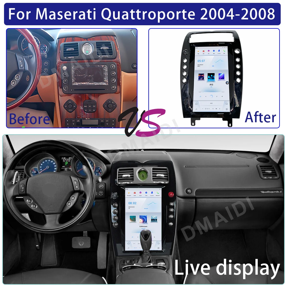 Car Multimedia Navigation Tesla For Maserati Quattroporte 2004- 2017 Qualcomm Radio Android 11 CarPlay Auto WIFI DSP GPS BT MP3