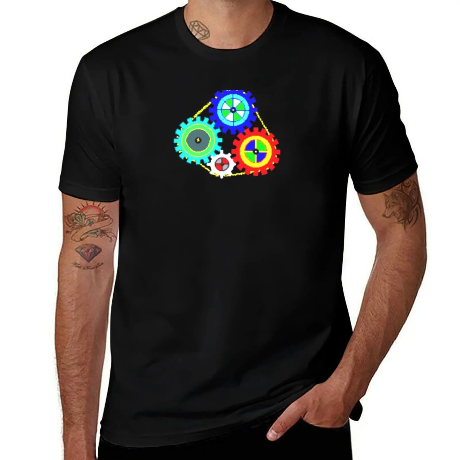 Colored Gears T-Shirt t shirt for man 100 percent cotton T-Shirt