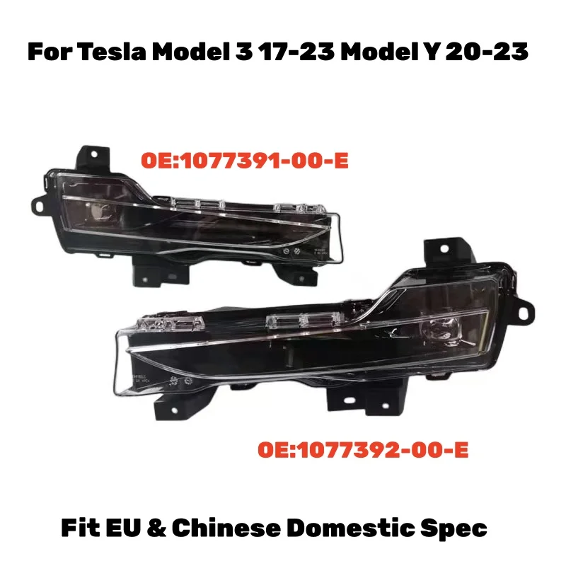 Left & Right Fog Light DRL Assembly OEM 1077391-00-E 1077392-00-E For Tesla Model 3 2017-2023 Model Y 2020-2025 Domestic & EU Ve