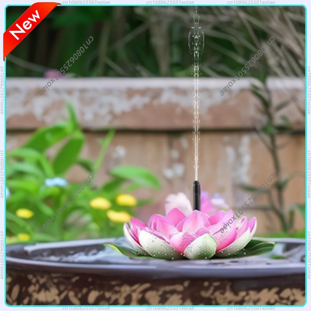Lotus Solar Water Fountain Brushless Pump Floating Garden Fountain Artificial Lotus Flowers Fountain Pond Decoration
