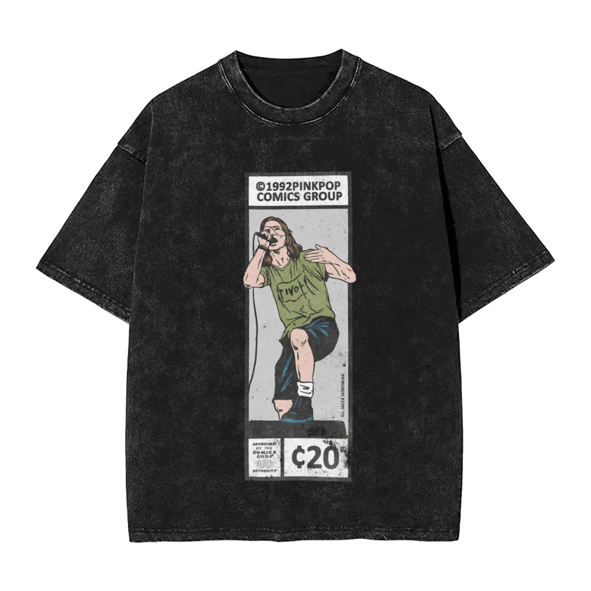 92 PinkPop Comics Group Corner Box Classic Chic A T-Shirt Oversized Short Sleeve Cotton Tees Tops