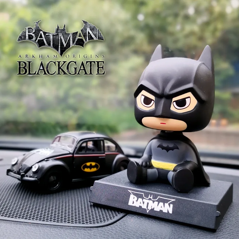 Versão Q de Batman Figuras de Brinquedo Dos Desenhos Animados Bobble Head Boneca Enfeites de Carro Os Vingadores da Marvel Tampão Capitão Spiderman Modelo Boneca