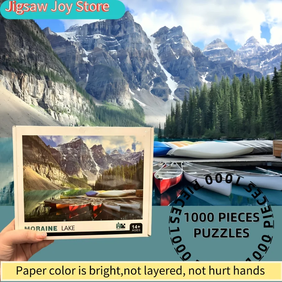 Jigsaw Puzzle for Adults - Moraine Lake Natural Landscape, Educational Paper Puzzle, Ideal for Easter, April Fools' Day, Inde