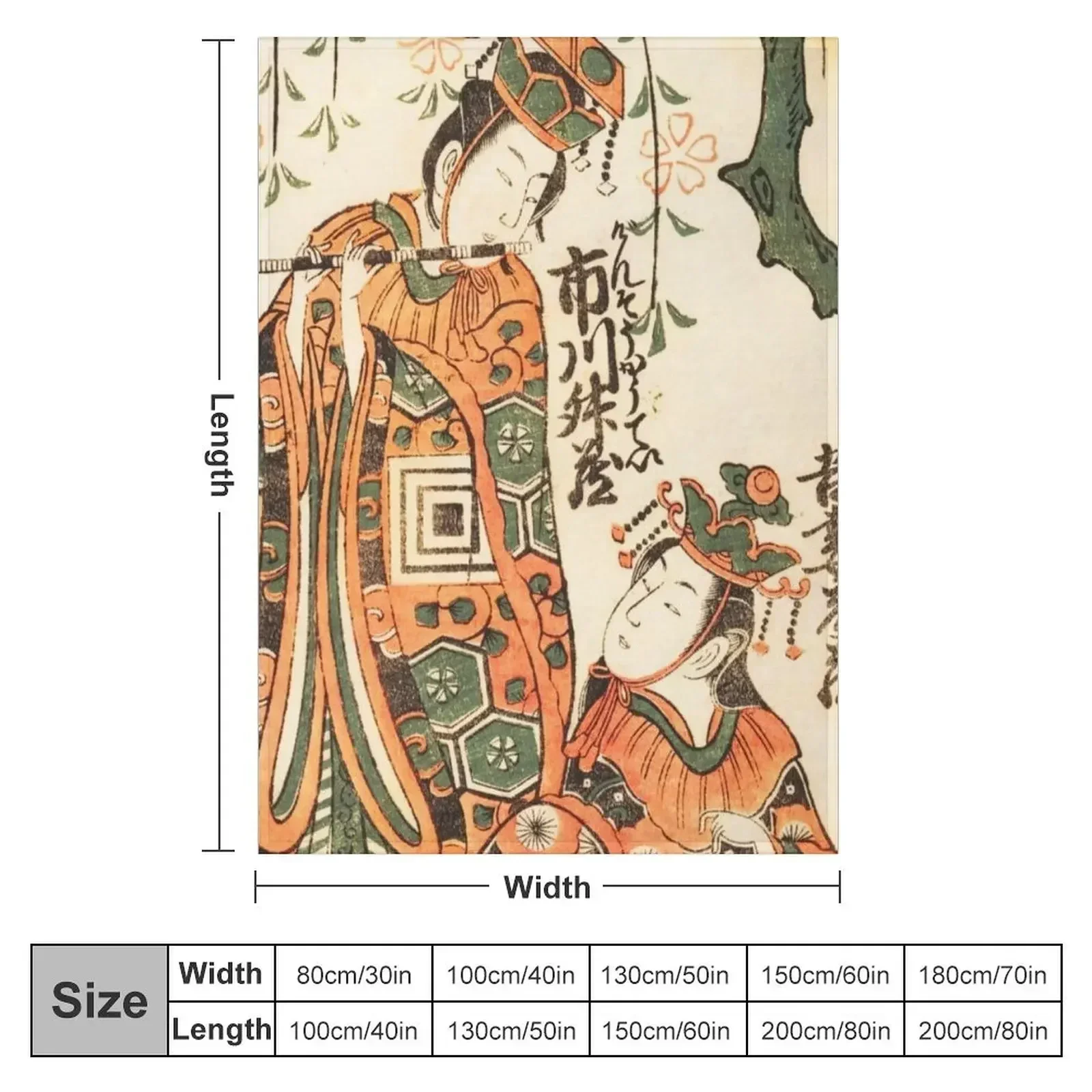 Classical Japanese Art: Scene from the Play Keisei Kaneni Sakura by Torii Kiyohiro Throw Blanket Cute Decorative Throw Blankets