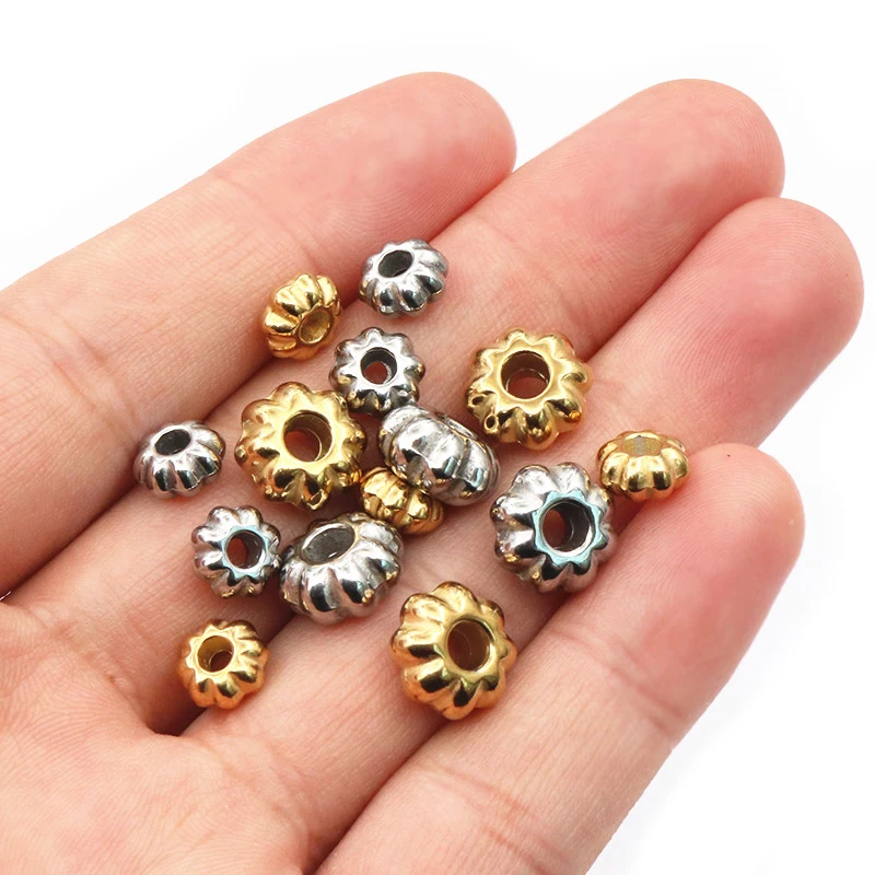 20pcs Stainless Steel Pumpkin Spacer Beads Charms DIY Jewelry Making Accessories for Necklace Bracelet Crafts Findings