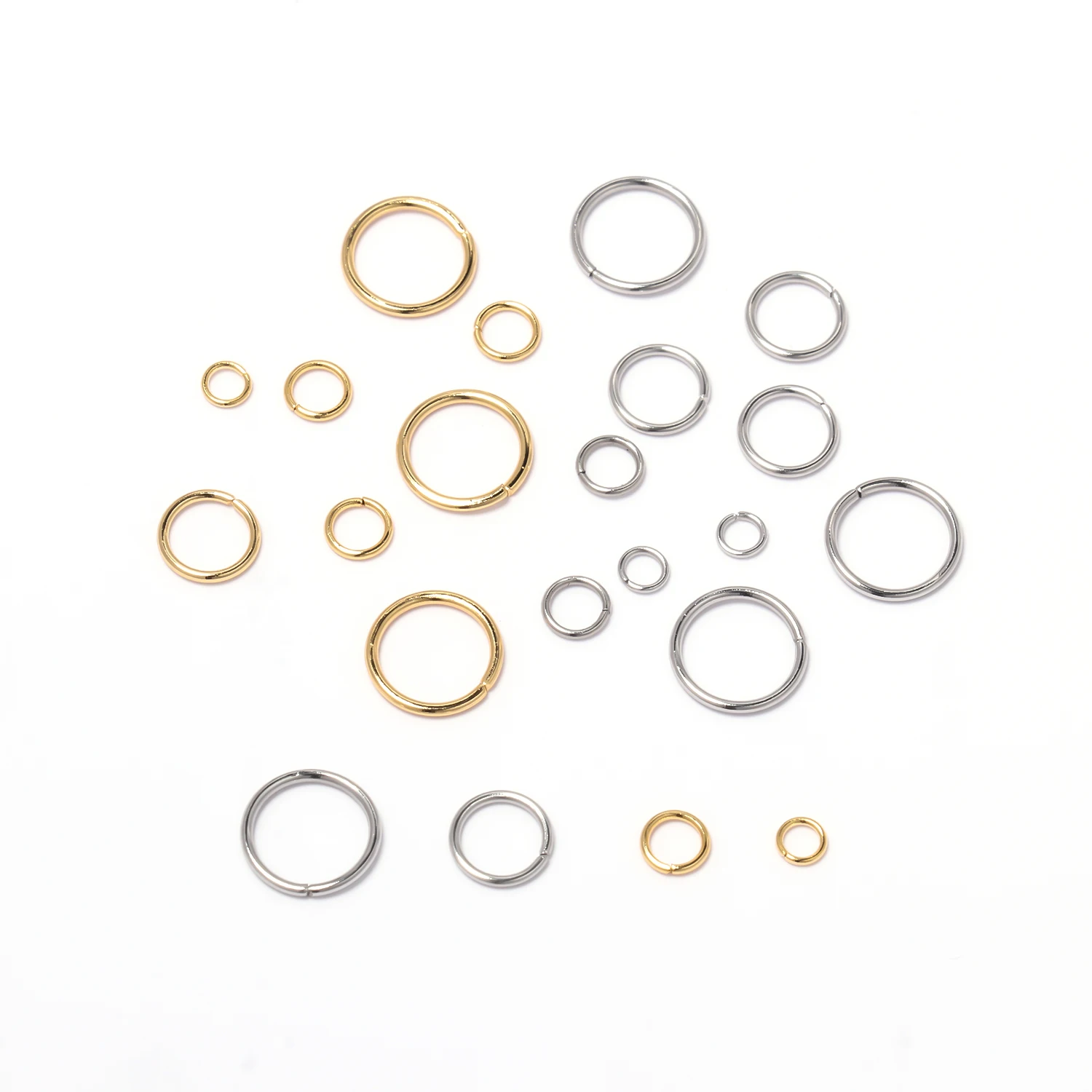 Lote de anillos de acero inoxidable de 3, 4, 6 y 8mm, conectores de anillos divididos de Color dorado para la fabricación de joyas, suministros de accesorios de bricolaje, 200 unidades