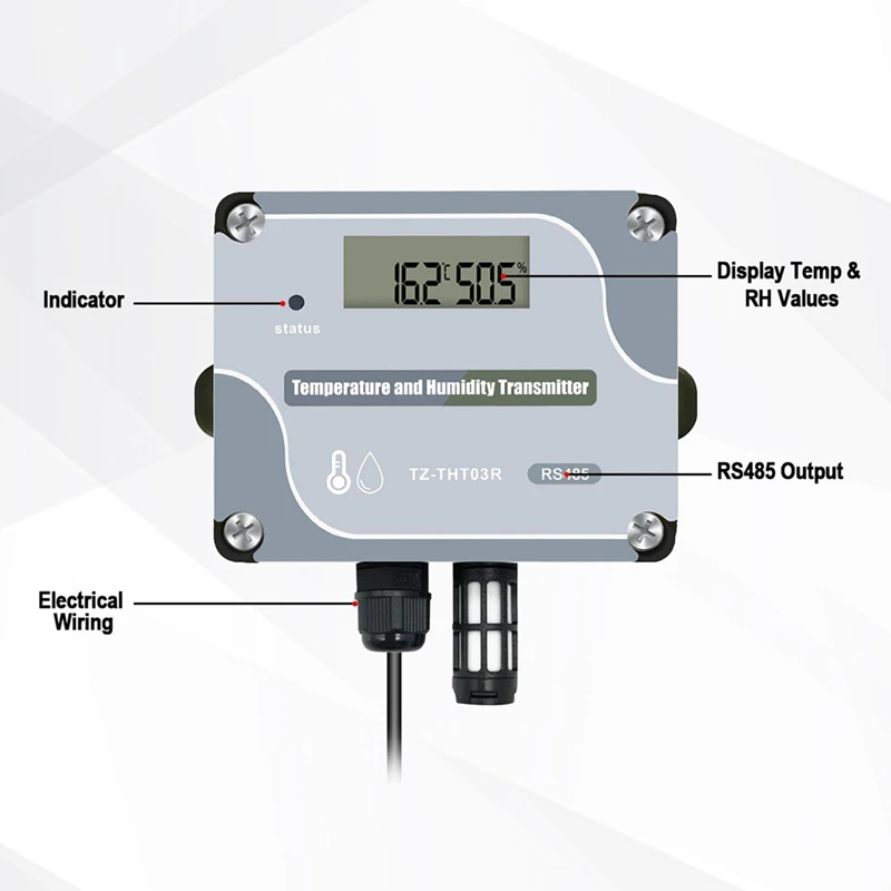 RS485 Modbus RTU Digital Temperature and Humidity Transmitter with Industrial Wall Mounting