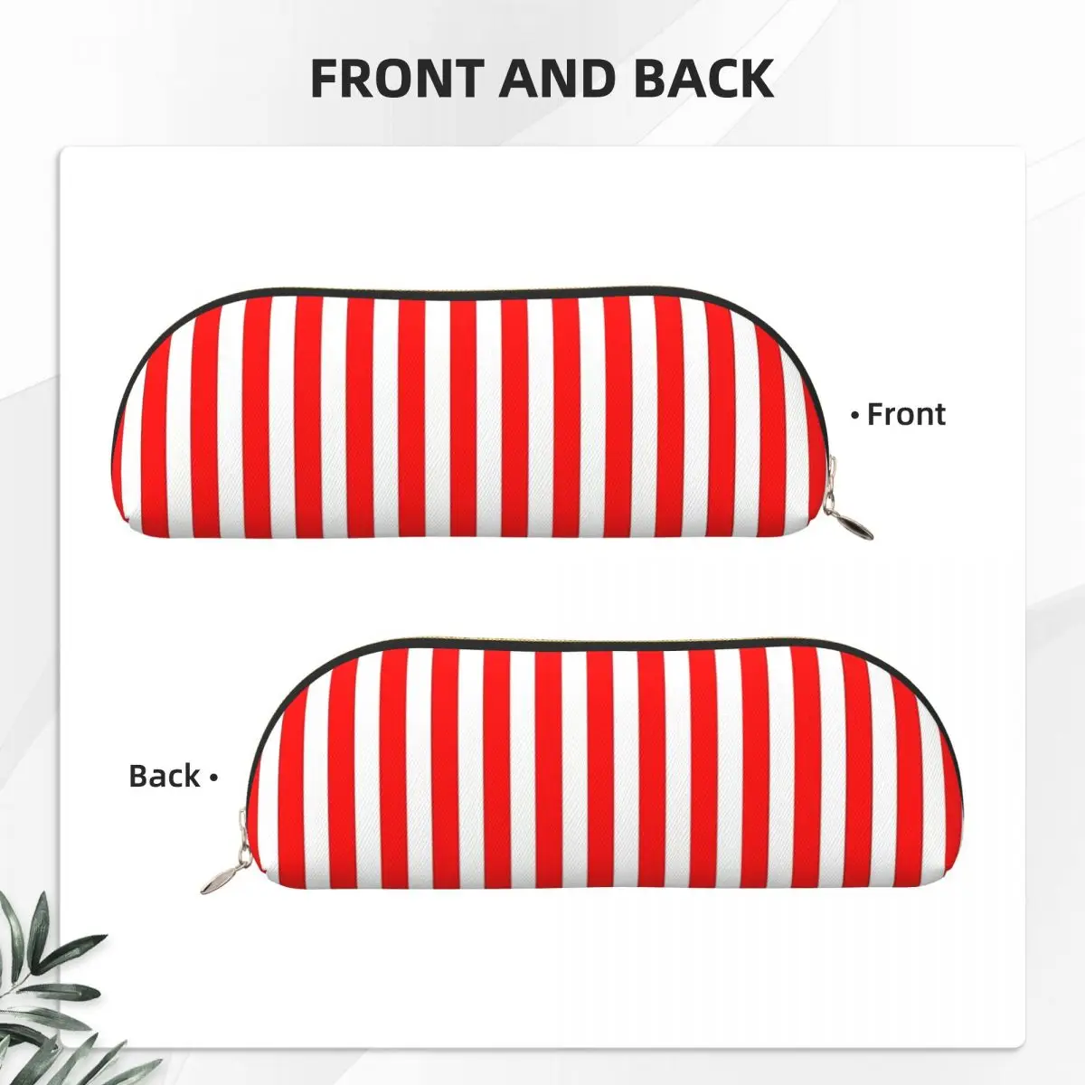 クラシックな赤と白の縦縞鉛筆ケースペンホルダー収納文具用品大容量ペンボックス鉛筆バッグ