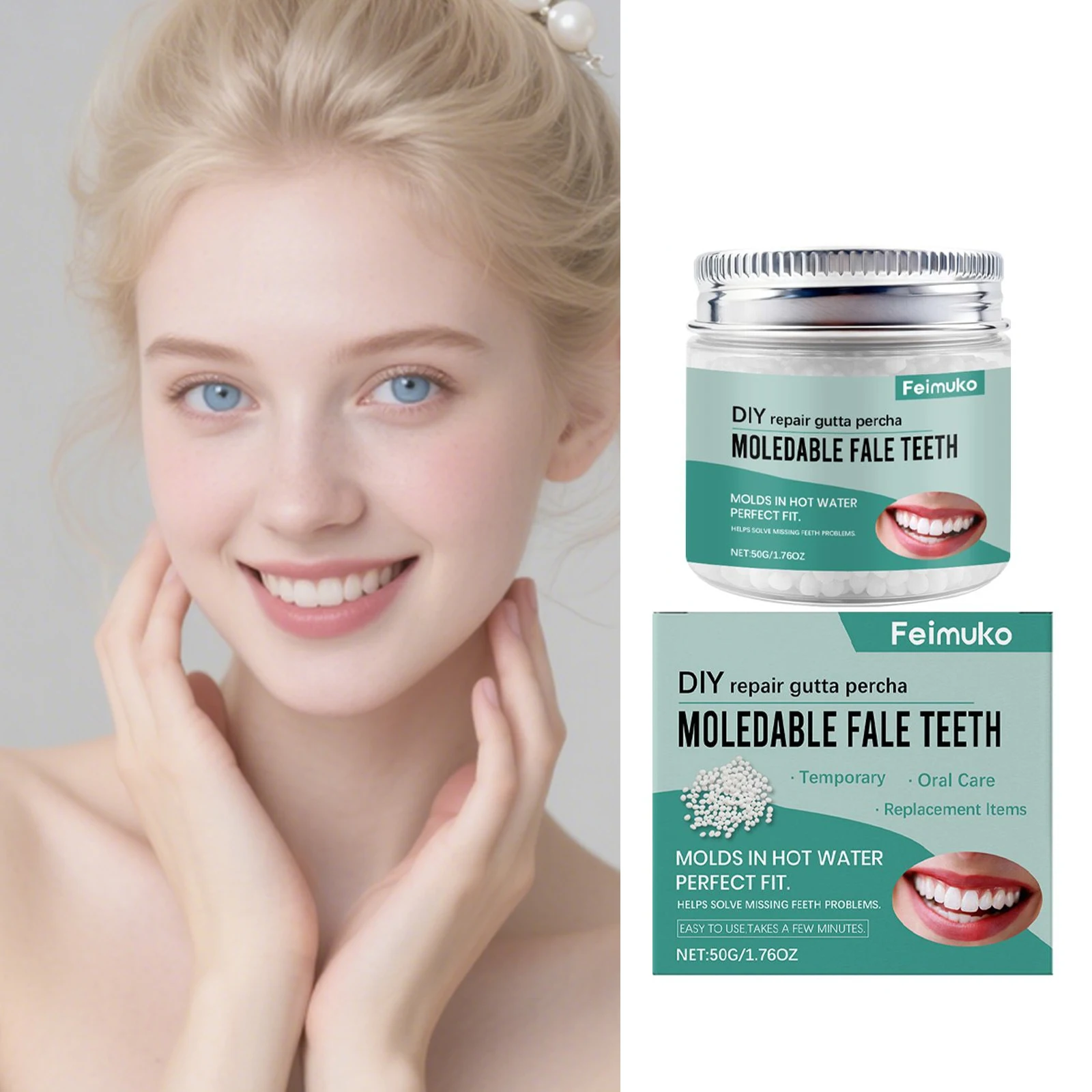 

DIY Repair Gutta Percha Moledable Fale Teeth Temporary Dental Filling Plastic Solid Dental Adhesive Natural Fit Beautiful Teeth