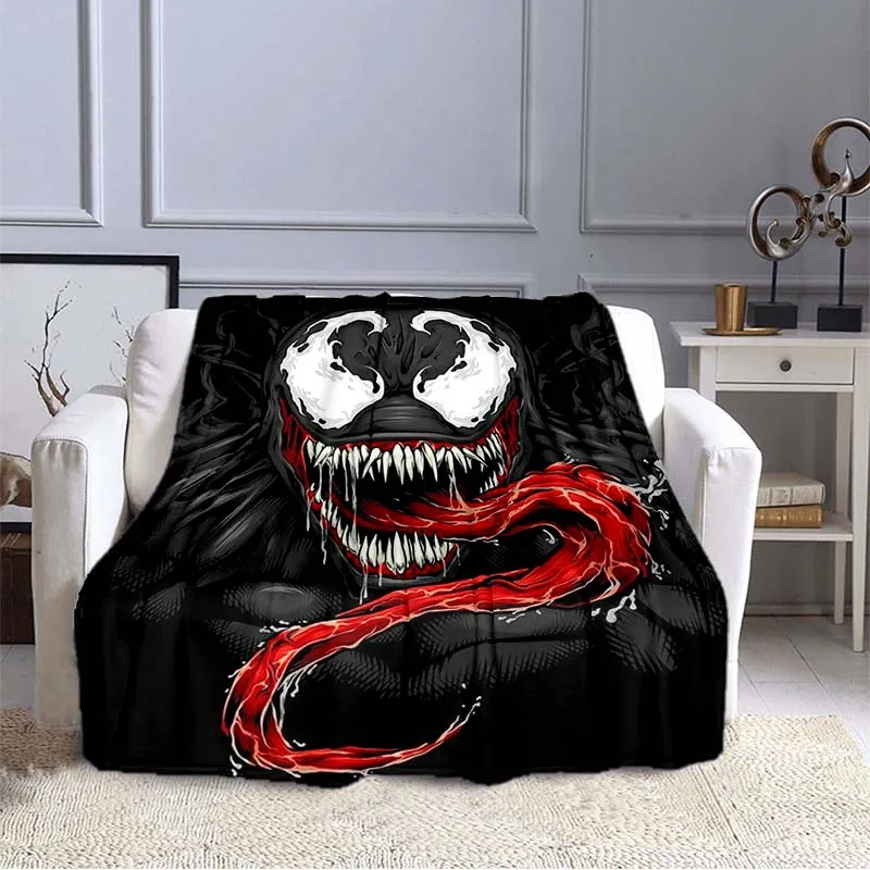 Big black mouth v-venom pattern warm Blanket Flannel Portable Comfortable Warm Blanket blankets for beds  picnic blanket