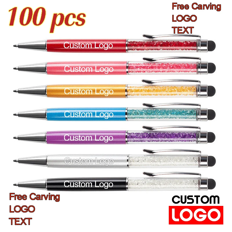 

100Pcs Crystal Diamond Stylus & Ballpoint Pen Free Design Support Wedding Favors & Event Supplies Promotional Corporate Gifts