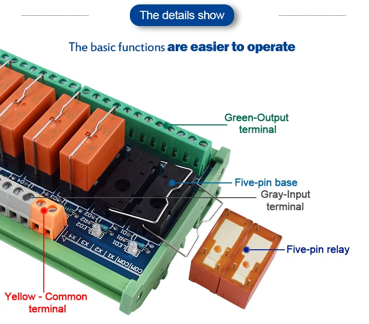 Factory Chingjun 20-Channel SPDT Taike Relay Module Inputs Compatible NPN/PNP 1NO 1NC 12A 250VAC 24VDC Relays for CNC Machine
