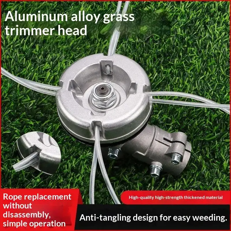【L】Aluminum Grass Trimmer Head Universal Lawn Mower Replacement Head Lawn Mower Accessory For Garden Yard Grass Cutting