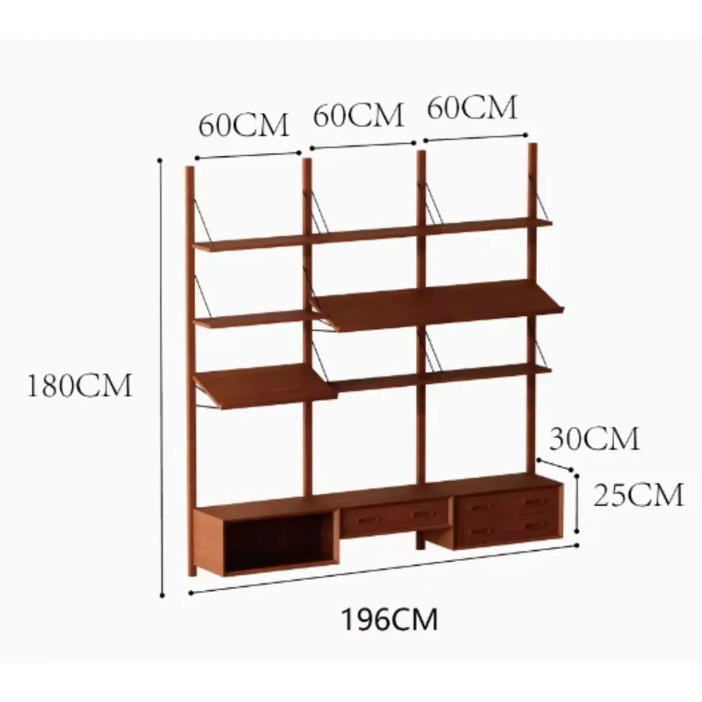 Retro Solid Wood Living Room Wall Mounted Storage Rack Free Combination Display Rack Wall Mounted Display Rack Adjustable