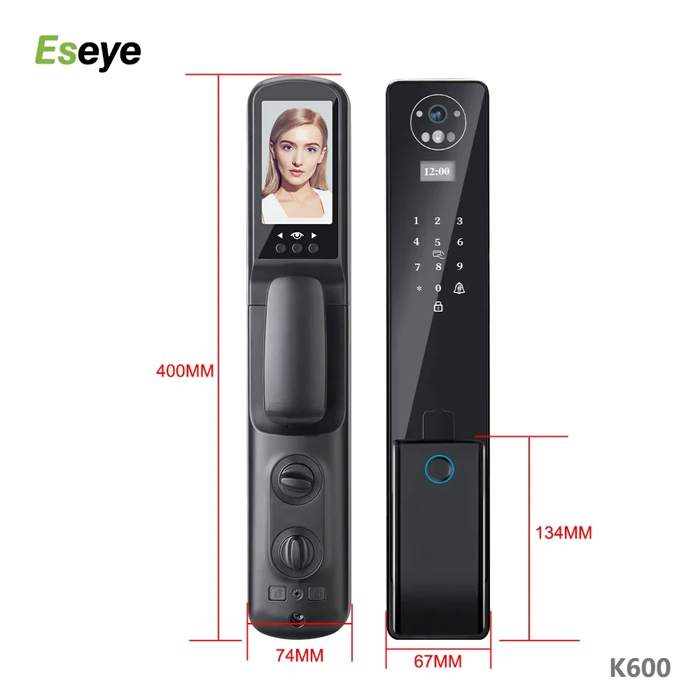 Eseye-Tuya Smart Home Digital Door Lock, Wi-Fi, Cartão de Código, Desbloqueio de Smartphone, Impressão digital, Cena do rosto, Smart Home, 2024