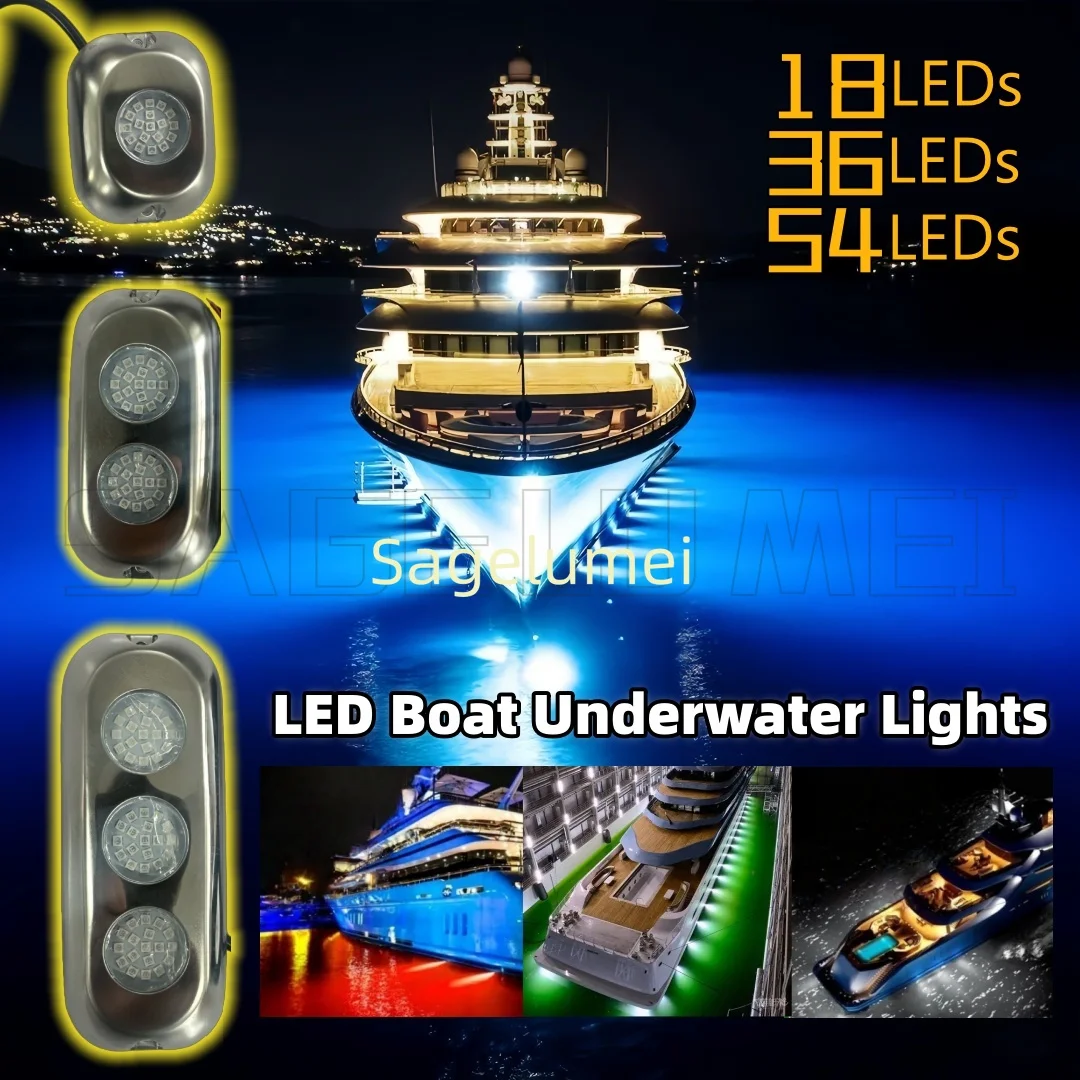 1pcs Underwater Blue/White/Red/Green Marine 10-30V Boat LED Deck Courtesy Lights Stainless Steel Waterproof Stern Transom Lamp #1