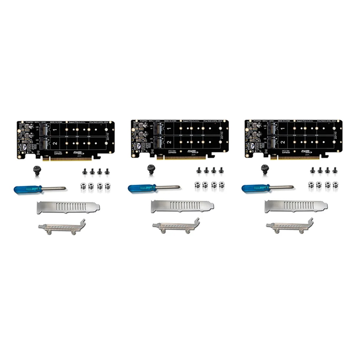 3X PCIE X16 к M.2 M-Key NVMEx4 SSD 2U Серверная переходная карта Двусторонняя 4-дисковая разделенная карта NVME PCI-EX16