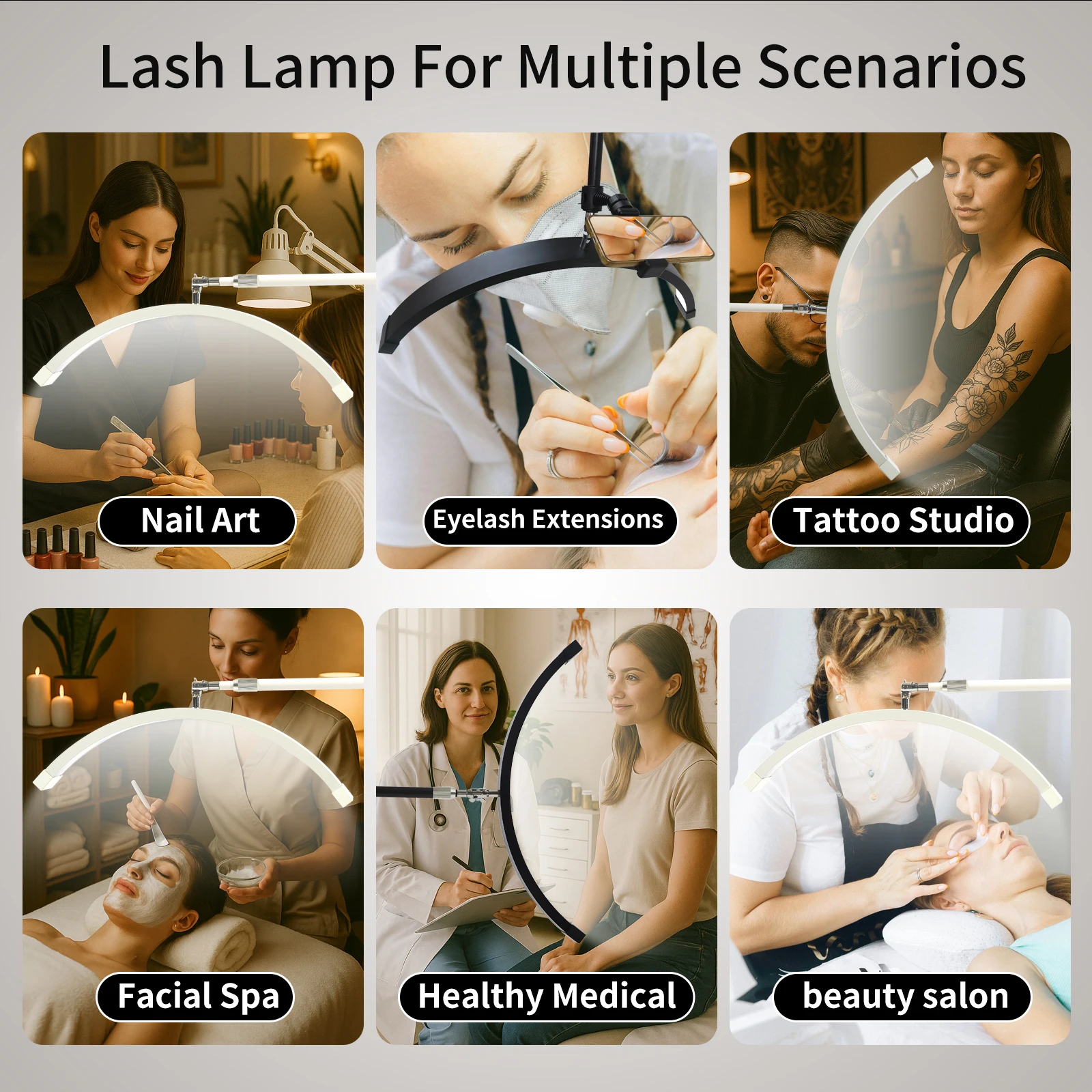 Fosoto LED Nail light Desk Lamp 3 Color Stepless Dimming Eye Protection Flexible Rotating Lamp Head for Beauty Manicure Shop