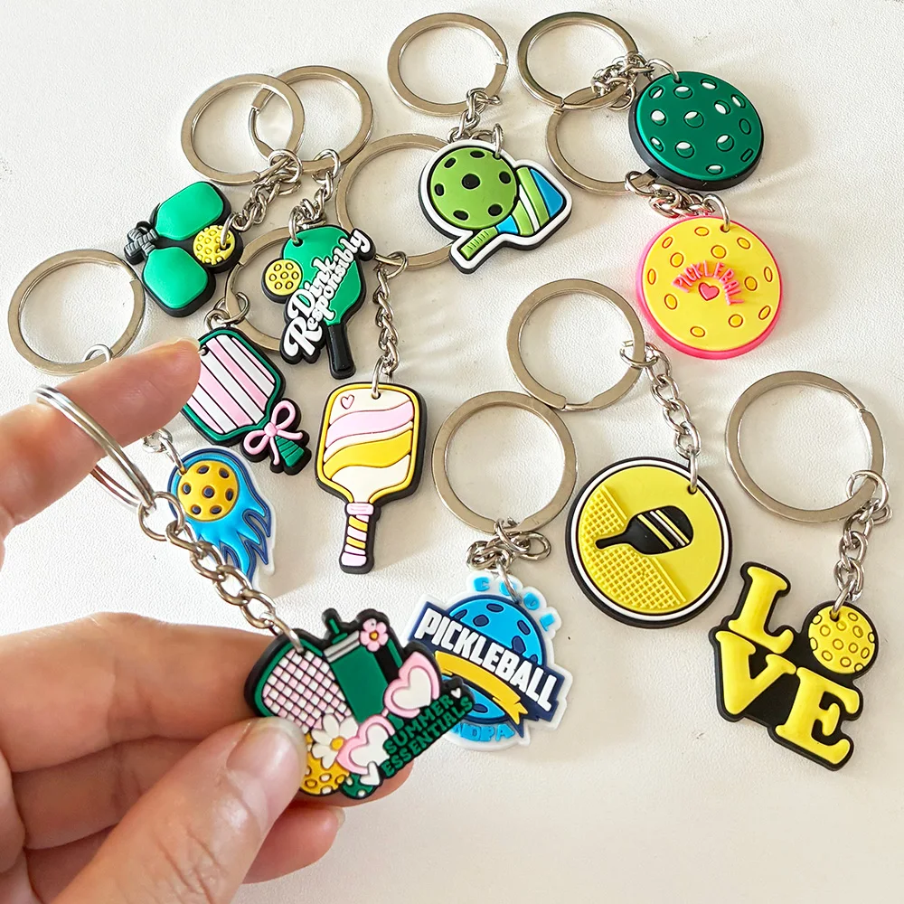 

12Pcs Pickleball Keychains Sports Accessories Dink Ball Gifts Luggage Tags Sports Bag Keychains Pickleball Birthday Party Favors