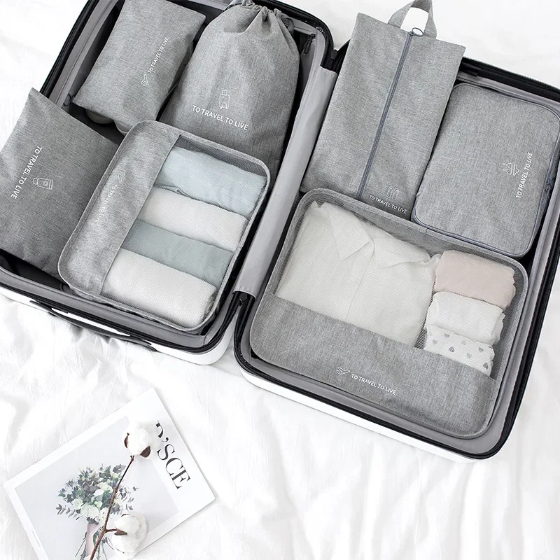 JBTP Travel Organizer 7pcs/set Packing Cubes Luggage Bag New Clothes Cosmetics Wash Supplies Shoes Waterproof Travel Storage Bag