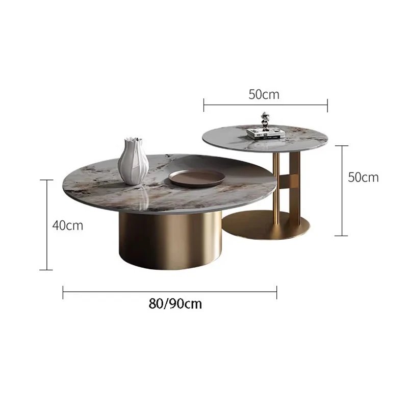 Italian Bright Rock Plate Coffee Tables Nordic Living Room Furniture Home Iron Art Corner Table Light Luxury Oval Side Table Set