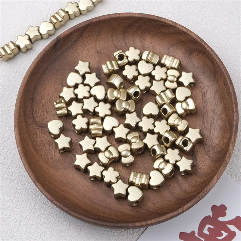 New arrived 200pcs/lot matte effect geometry stars hearts bow flowers shape acrylic beads diy jewelry garment hair accessory