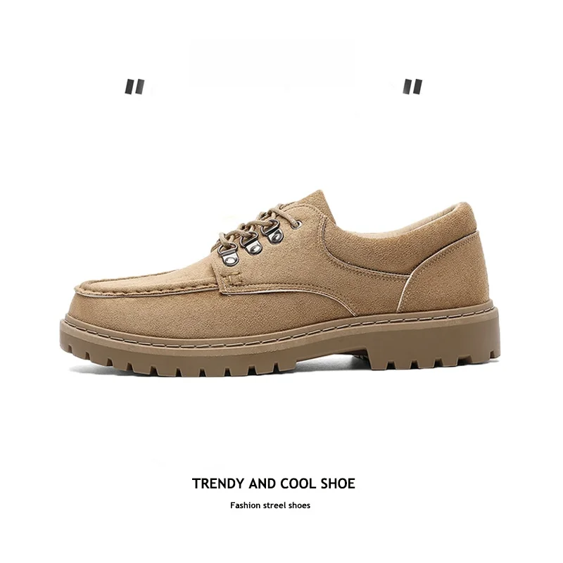 New Men's Kangaroo Moccasin Shoes Casual Versatile Heightening Loafers Spring 2026 British Style All-Match Retro Leather Shoes